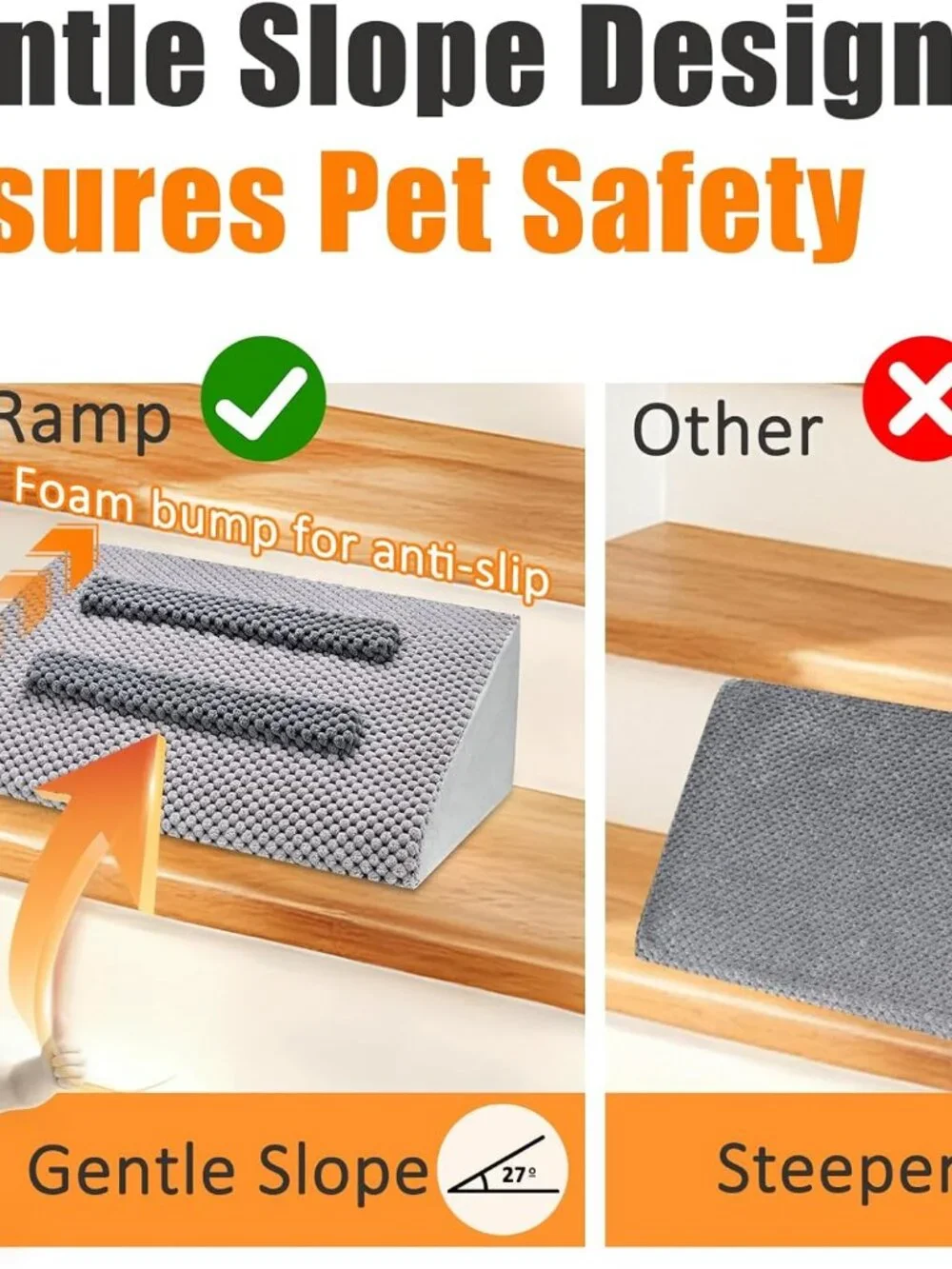 Dog Ramp for Stairs with Anti-Slip Bump for Small & Senior Dogs and Cats
